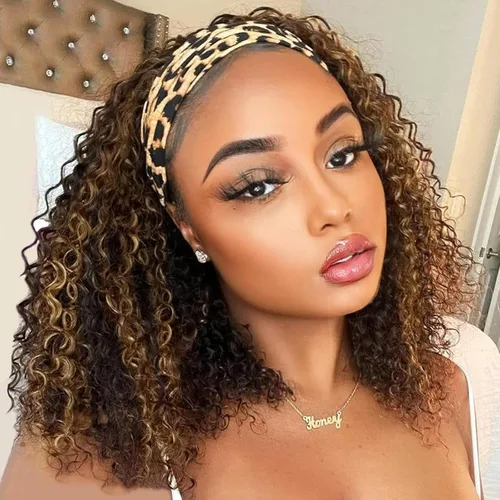 Vista 24 de Boopwine Peluca de cabello humano rizado con diadema para mujeres negras, 28 pulgadas, sin pegamento, sin encaje frontal, peluca de cabello virgen
