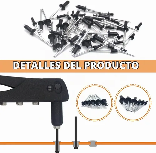Vista 4 de ISPINNER Kit surtido de 225 remaches ciegos de aluminio negro con herramienta de remache manual resistente, 6 tamaños de remaches con divisor