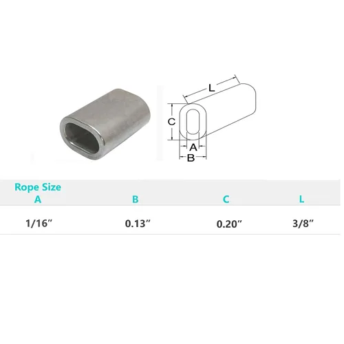 Vista 4 de 10 piezas de acero inoxidable marino cable cable clip 1/16 "conector de tubo de manga prensado ovalado