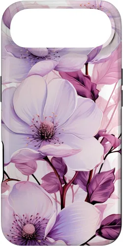 Vista 27 de Funda para iPhone 17, diseño de flores de magnolia rosa y morado lavanda