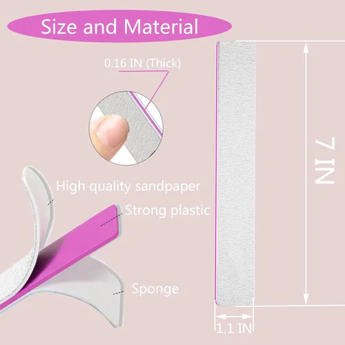 Vista 2 de 21 limas de uñas Emery Board, lima de uñas de grano 100/180 para uñas acrílicas y de gel
