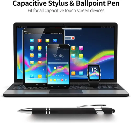 Vista 3 de Bolígrafos personalizados con lápiz capacitivo, bolígrafos personalizados impresos con tu logotipo o mensaje, ideales para regalos, promociones