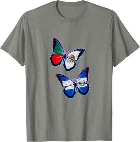 Vista 26 de Raíces biculturales de El Salvador y México. Versión mariposa Camiseta, Negro