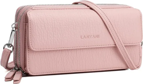 Vista 10 de Lanyani Cartera Cruzada RFID con Correa de Muñeca y Bolsillo para Teléfono para Mujeres de Cuero Vegano