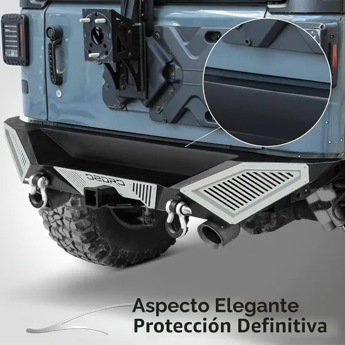 Vista 8 de OEDRO Combo de parachoques trasero compatible con Jeep Wrangler JK y Unlimited JKU 2007-2018 (2/4 puertas), todoterreno de ancho completo