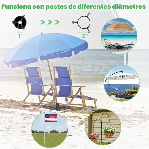Vista 6 de Ancla de arena para sombrilla, ancla de arena de acero resistente sin excavación para playa, soporte de sombrilla resistente al viento
