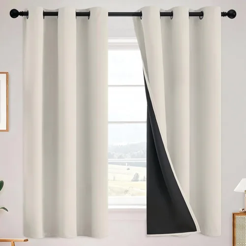 Vista 58 de SimpleHome - Cortinas opacas 100% para recámara, cortinas de ventana con ojales beige, con aislamiento térmico, cortinas de oscurecimiento