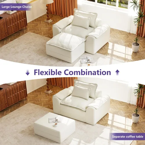 Vista 6 de Hobestluk Cloud - Sofá individual de espuma viscoelástica con asiento profundo, sofá en forma de L con funda extraíble, sofá grande para sala