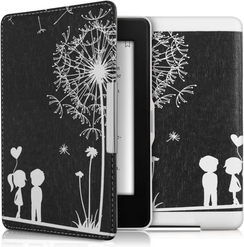 Vista 14 de kwmobile Funda compatible con Amazon Kindle PaperWhite - Funda para lector electrónico - Azul pez pequeño/azul claro/blanco