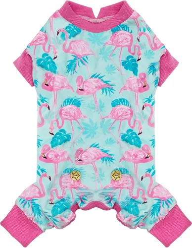 Vista 42 de KYEESE - Pijama de terciopelo para perros, con patrón de patos amarillos, ropa elástica y suave para cachorros y perros pequeños, mameluco cómodo