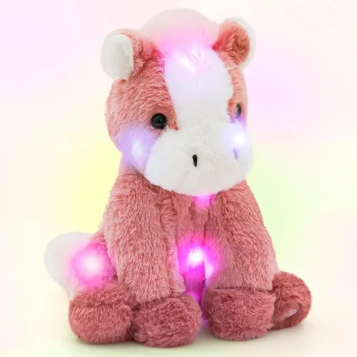 Vista 9 de WEWILL Bombilla de 8 pulgadas con luz de animal de peluche, lindo juguete de peluche suave, cumpleaños, Navidad, vacaciones, fin de semana, regalo