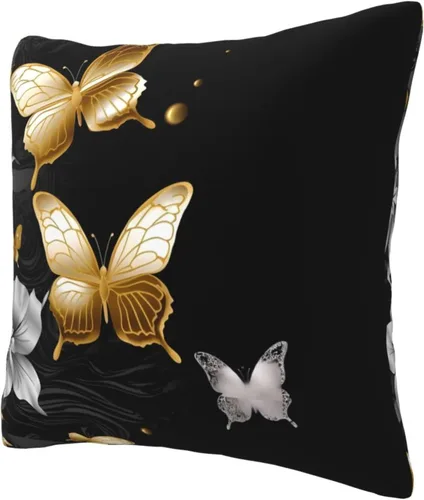 Vista 7 de Fundas de almohada decorativas de 18 x 18 pulgadas para sofá, fundas de almohada doradas y blancas negras, fundas de almohada cuadradas para sala