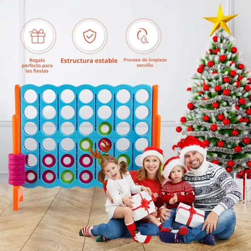 Vista 2 de COSTWAY Juego Gigante Jumbo 4 en Raya, Conecta 4 para Niños y Adultos, 3.5 Pies de Alto para Interiores y Exteriores con 42 Anillos Jumbo