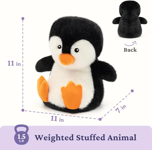 Vista 7 de IKASA Animal de peluche de pingüino para microondas, almohadilla térmica para mayor comodidad y calidez, calentable y refrigerable de 1.5 libras