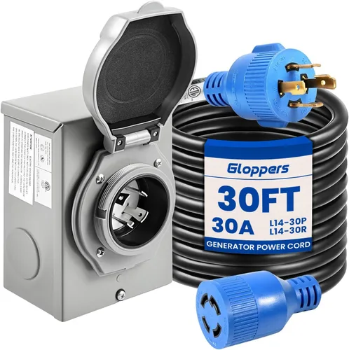 Vista 10 de Cable de generador de 30 amperios y caja de entrada de energía, cables de generador de 30 amperios de 4.5 metros, cable de alimentación de generador