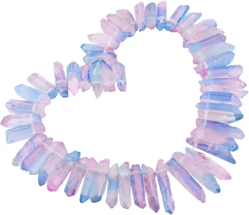 Vista 15 de mookaitedecor Cuentas sueltas de cristal de cuarzo de roca con revestimiento de titanio, puntas de cristal, púas, perforadas en la parte superior