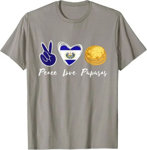 Vista 33 de Pupusas Lover Love Peace El Salvadaor Camiseta Comida Salvadoreña
