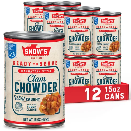 Vista 7 de Snow's Sopa condensada de almejas de Nueva Inglaterra, lata de 15 onzas, 0.14 oz de proteína por porción, receta auténtica al estilo de Nueva
