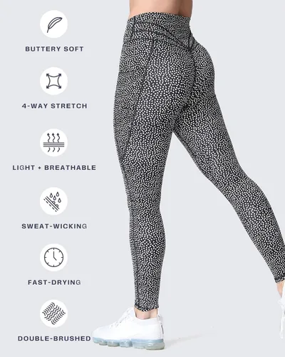Vista 103 de Aoxjox Trinity - Pantalones de yoga de cintura alta con bolsillos para mujer, control de abdomen, cintura cruzada, leggings de entrenamiento suaves