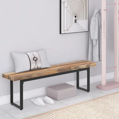 Vista 9 de STHOUYN Par de 2 bancos de comedor de 59 pulgadas para 6-8 personas, bancos de mesa de cocina de interior de granja, banco de cama, banco industrial