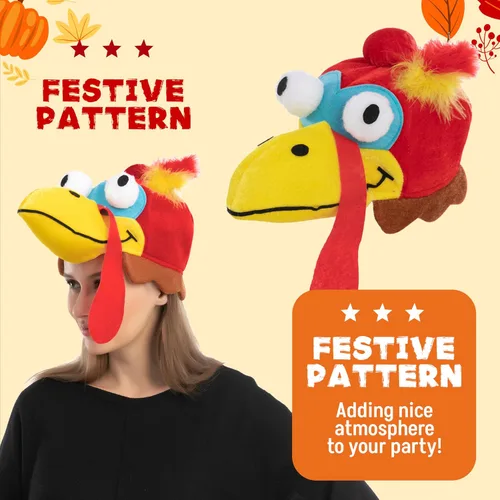 Vista 3 de JOYIN 2 gorras de pavo de Acción de Gracias, novedosos sombreros para eventos nocturnos de Acción de Gracias, fiesta de disfraces, disfraces