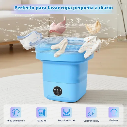 Vista 2 de Lavandería portátil, lavadora y secadora plegable de 16 litros con 3 modos de limpieza profunda, adecuada para ropa pequeña, mini máquina