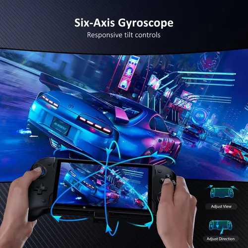 Vista 4 de NexiGo Gripcon de efecto Hall (sin deriva, sin zona muerta) con joystick de detección Hall para Nintendo SwitchSwitch OLED, modo de mano ergonómico
