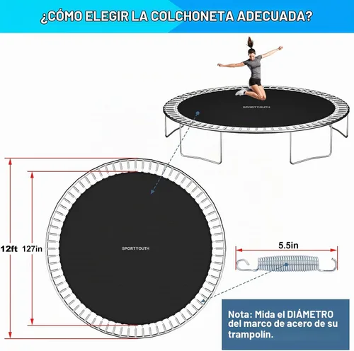 Vista 4 de SPORTYOUTH Trampoline Replacement Mat Fits 12ft/14ft/15ft Round Trampoline