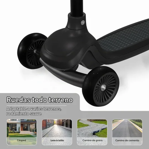 Vista 25 de 3 Wheel Kids Scooter with Light-Up Wheels, Ages 3-8 Negro