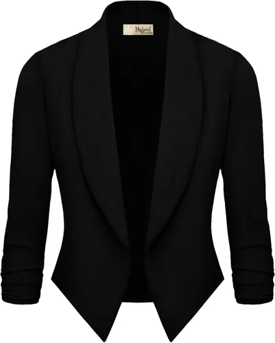 Vista 2 de Hybrid & Company Lightweight Open Front Cardigan Classic Ruched Sleeve Work Office Blazer Suit Jackets