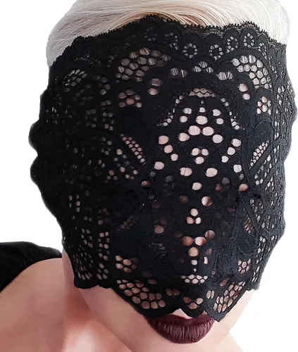 Vista 7 de Máscaras de encaje negro de cara completa para mujeres Colección de máscaras de encaje hechas a mano