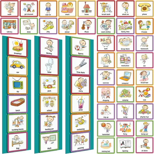 Vista 6 de Geyee 60 tarjetas de horario visual, gráfico de rutina diaria, planificador, tarjetas a granel para autismo, materiales de aprendizaje, Asperger