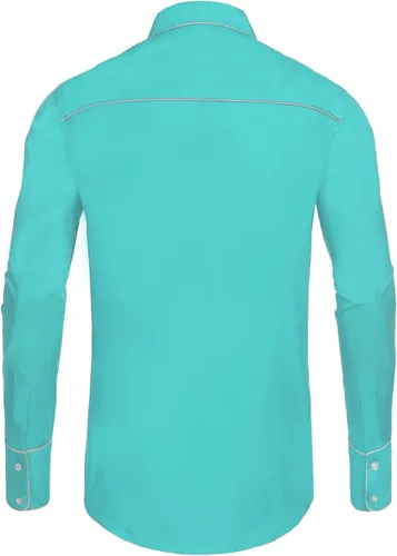 Vista 4 de Daupanzees Camisas bordadas de manga larga para hombre, ajustadas, casuales, con botones