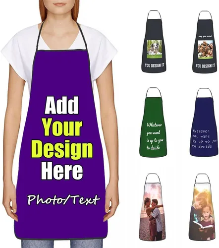 Vista 25 de Delantal Personalizado, Diseña Tu Propio Delantal de Cocina para Cocinar, Sube Tus Fotos Favoritas Logo, Añade Cualquier Nombre o Texto