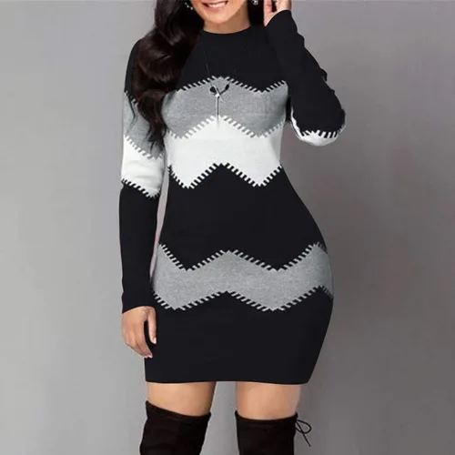 Vista 6 de Vestidos blancos, vestido corto de gasa de manga larga con cuello redondo floral con dobladillo con volantes, acampanado, vestido corto de gasa