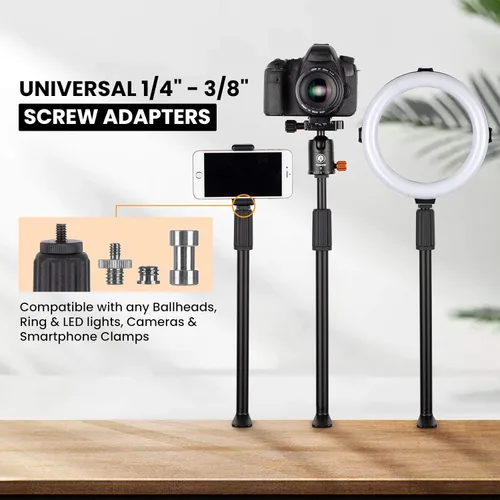 Vista 4 de TARION Soporte de luz de escritorio - Altura ajustable de 14 a 25 pulgadas - Monopod de mesa con abrazadera C resistente - Adaptador de tornillo