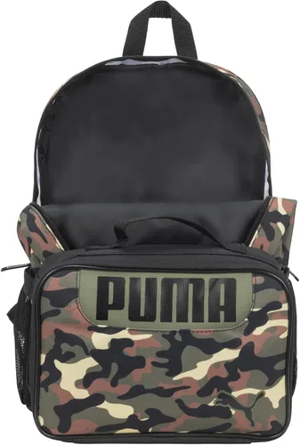 Vista 5 de Puma - Mochila y lonchera para niños, Combo de mochila para almuerzo, Verde oliva
