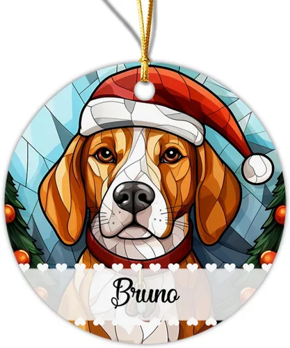 Vista 21 de Adorno de Navidad de Alaskan Malamute 2025, con nombre personalizado de Alaskan Malamute estilo vitral, regalo para hijo e hija, adorno