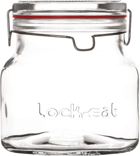 Vista 3 de Luigi Bormioli Lock-Eat - Práctico tarro de vidrio para alimentos, 1 unidad, transparente de 50.75 onzas