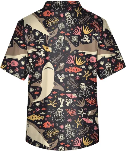 Vista 3 de Camiseta médica para hombre, con estampado de animales, manga corta, cuello en V, talla grande, divertida, con 3 bolsillos, S-5XL