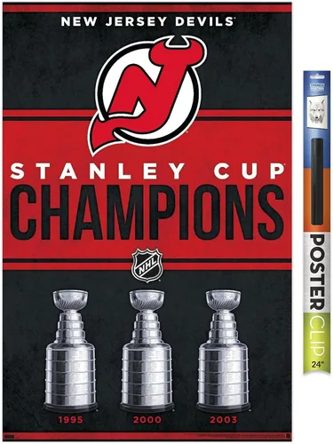 Vista 17 de Trends International NHL New Jersey Devils - Póster de pared Champions 23, 14.72 x 22.37 pulgadas, versión enmarcada de madera de granero