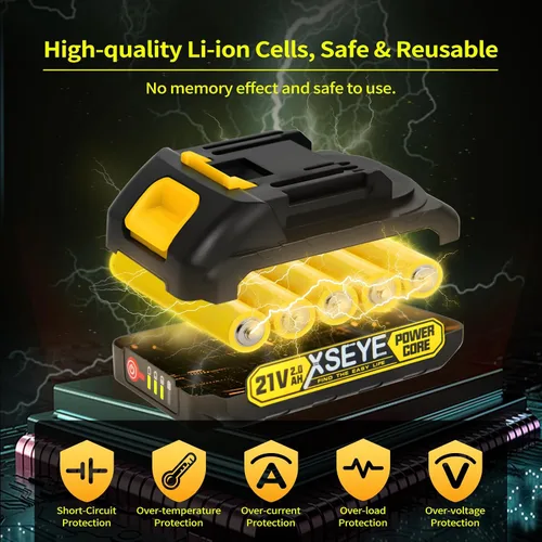 Vista 2 de XSEYE Mini motosierra inalámbrica de 6 pulgadas, sierra de cadena de batería pequeña de mano con lubricación automática, sierras eléctricas