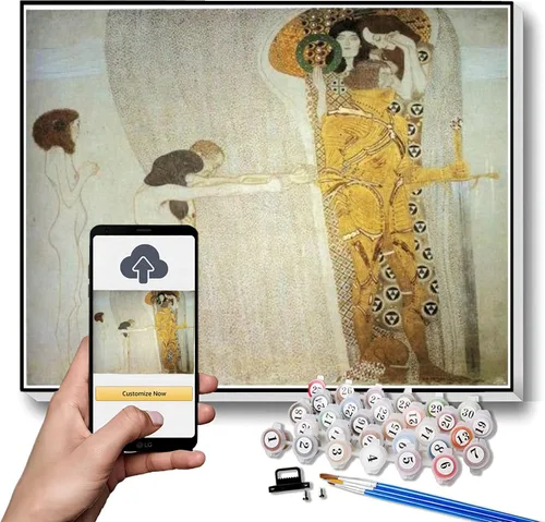 Vista 4 de Gustav Klimt Pintura de números para adultos, pintura desnuda femenina por Gustav Klimt Kit de pintura por números sobre lienzo para principiantes