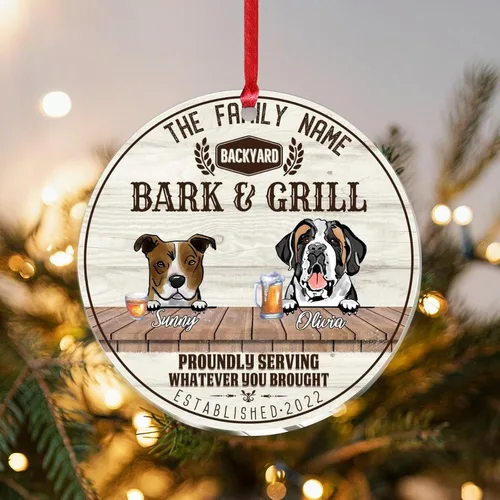 Vista 16 de SILYHEART Christmas Acrylic Ornaments Presa Canario & Pug Bull Dog Christmas Porcelain Ornament Family Dog Name Funny Dog Pet Lovers DIY Christmas
