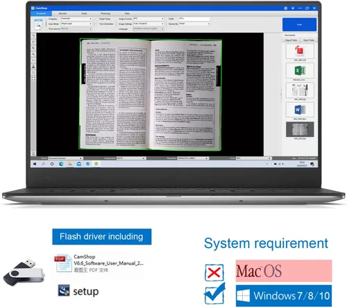 Vista 6 de Escáner de cámaras de documentos, 10MP CMOS, presentador visual tamaño máximo A3, tecnología OCR, con luz LED y micrófono, herramientas fáciles