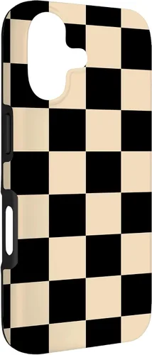 Vista 3 de Funda neutra clásica minimalista con patrón beige a cuadros para iPhone 17