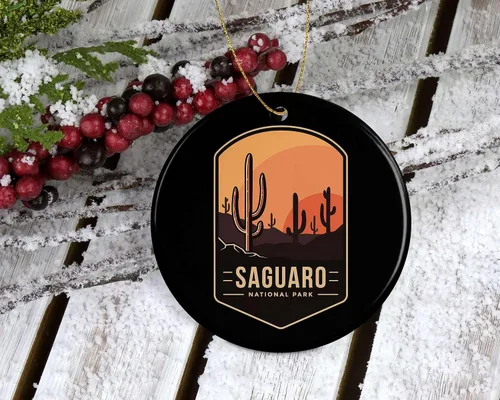 Vista 3 de Adorno del Parque Nacional Saguaro – Regalo del Parque Nacional Saguaro – Adorno de Navidad Saguaro – Decoración del Parque Nacional – Parque
