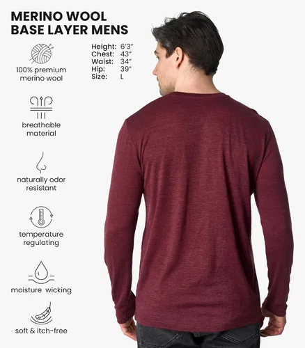 Vista 39 de Camisas 100% de lana merino para hombre - Camisa térmica de manga larga .190 Azul oscuro