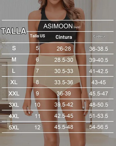 Vista 6 de ASIMOON Ropa Interior de Cintura Alta de Algodón para Mujer, Talla Grande, Ligero Control de Abdomen, Cobertura Completa, Pack de Braguitas