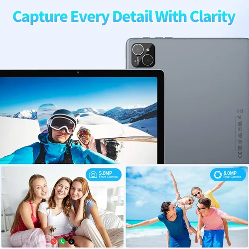 Vista 7 de PRITOM TAB11 Tablet Android de 10 pulgadas, Octa-Core, 128GB, WiFi6, pantalla HD IPS, cámara dual, Bluetooth, FM, USB C, tableta con funda
